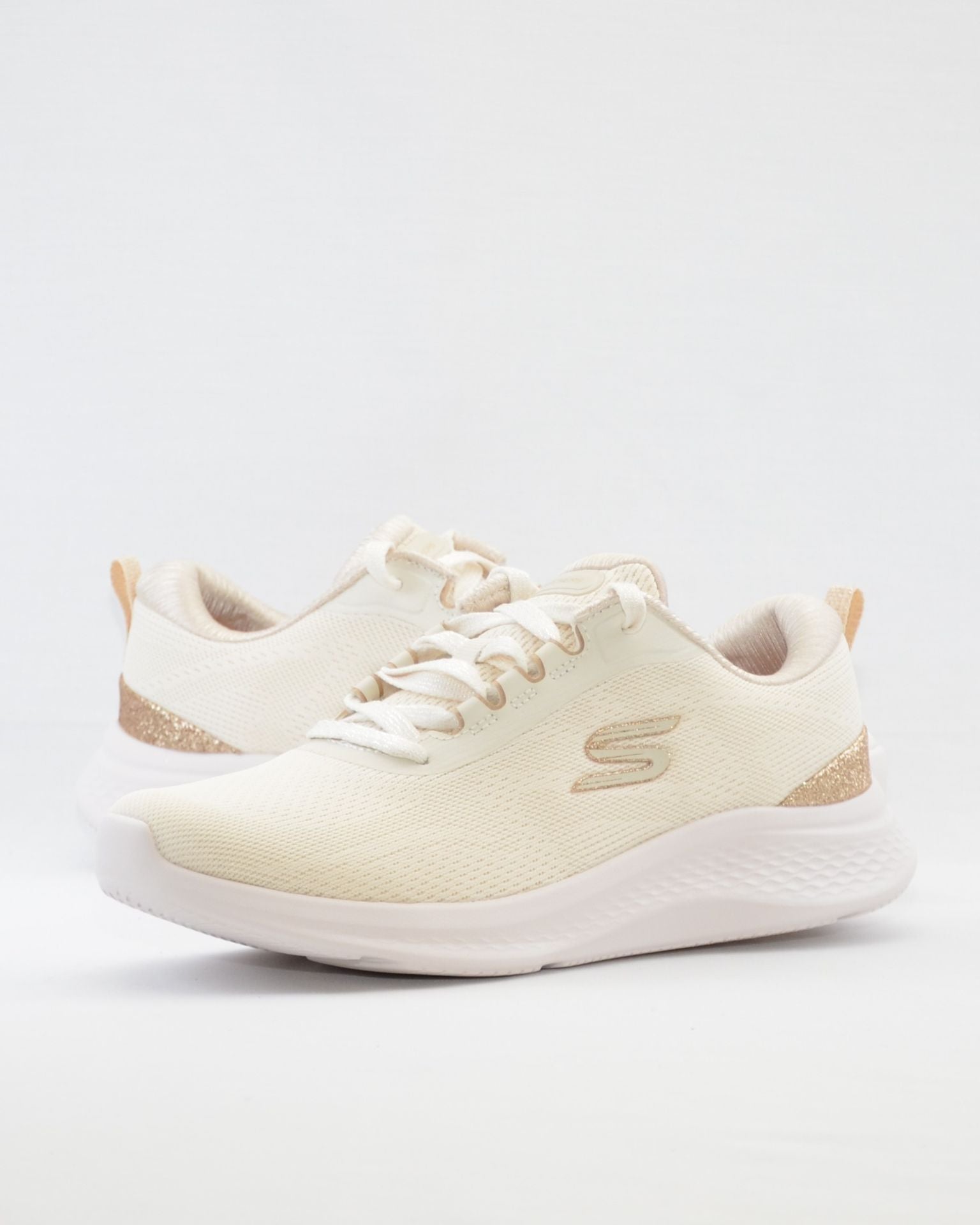 SNEAKERS MUJER SKECHERS 150629 NTGD BEIGE GLITER CORDONES