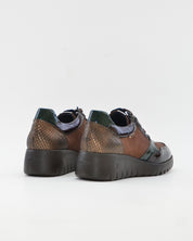ZAPATO DE CORTE DEPORTIVO CUÑA MUJER CORDONES Y CREMALLERA FLUCHOS LIVE F2248 CAFE