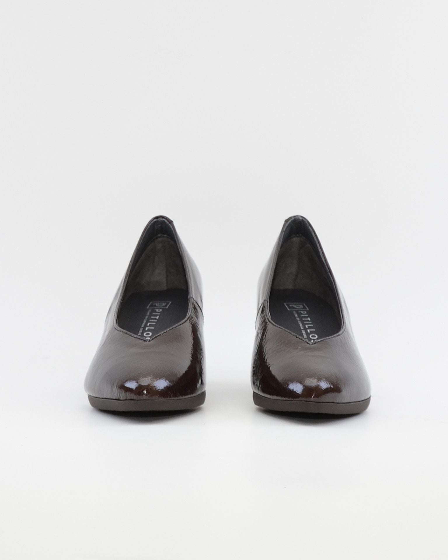ZAPATO SALON MUJER PITILLOS CHAROL MARRÓN 11681