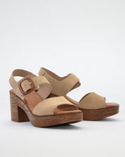 SANDALIA MUJER PLATAFORMA COLOR BEIGE CON HEBILLA KAOLA 930