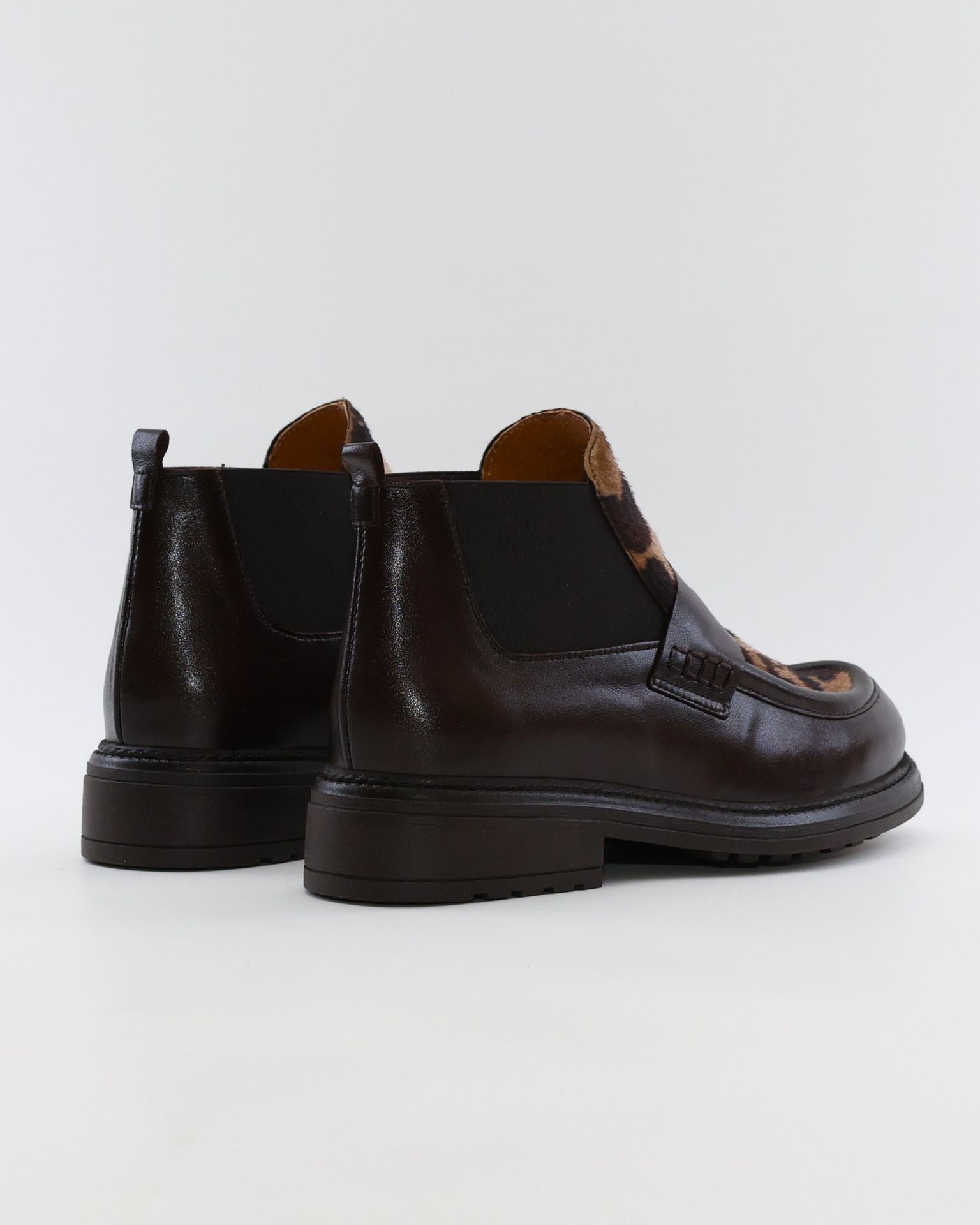 BOTIN CHELSEA MUJER PIEL MARRON CON ANIMAL PRINT LACOMBA BASIL