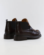 BOTIN CHELSEA MUJER PIEL MARRON CON ANIMAL PRINT LACOMBA BASIL