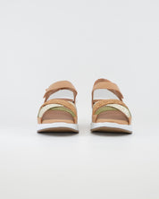 SANDALIA TRENZADA PLANTILLA EXTRAIBLE MUJER ANCHO ESPECIAL MULTI MIEL PIE SANTO 260429