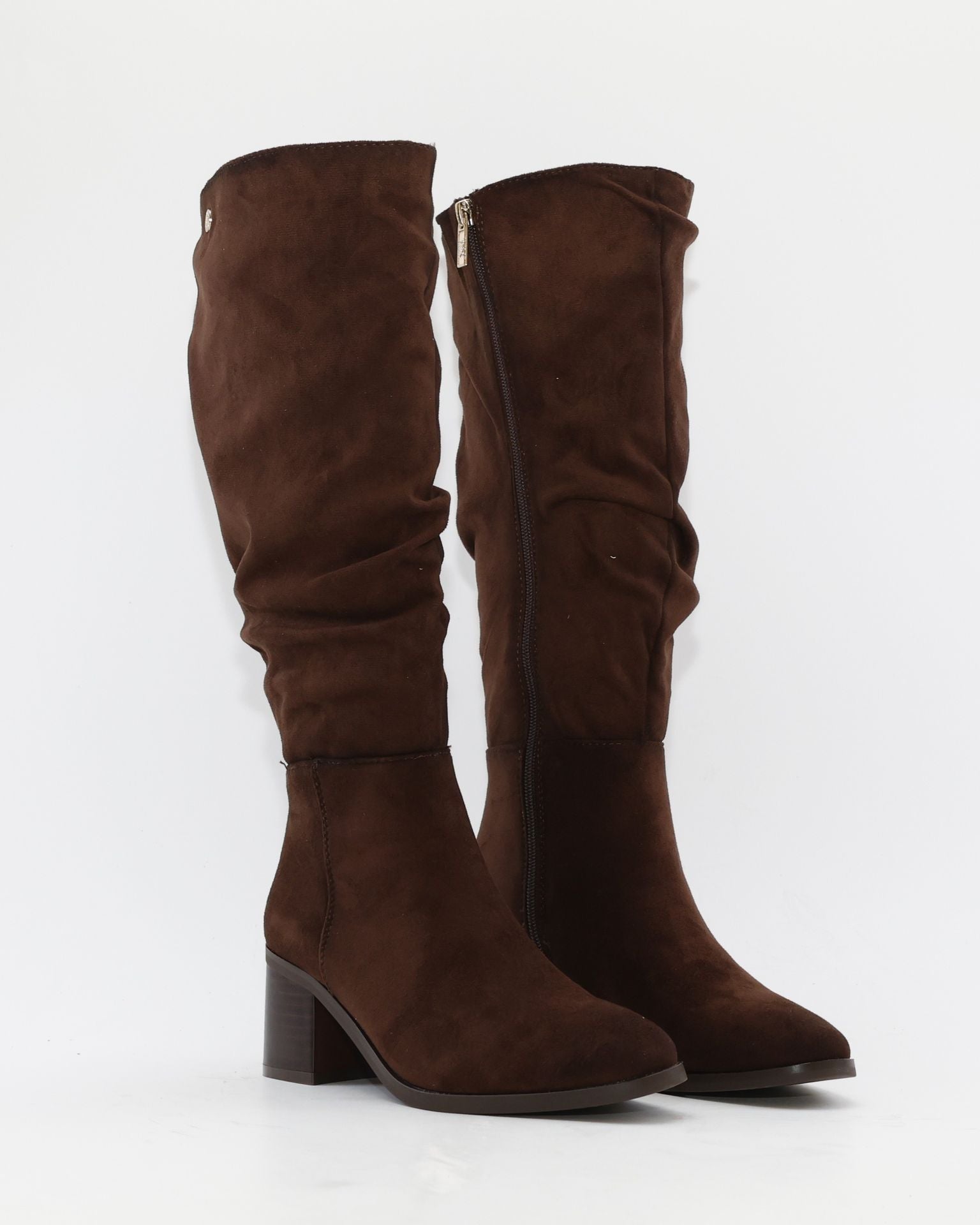 BOTA ALTA MUJER EFECTO SERRAJE MARRÓN CHOCOLATE ARRUGADA 146530