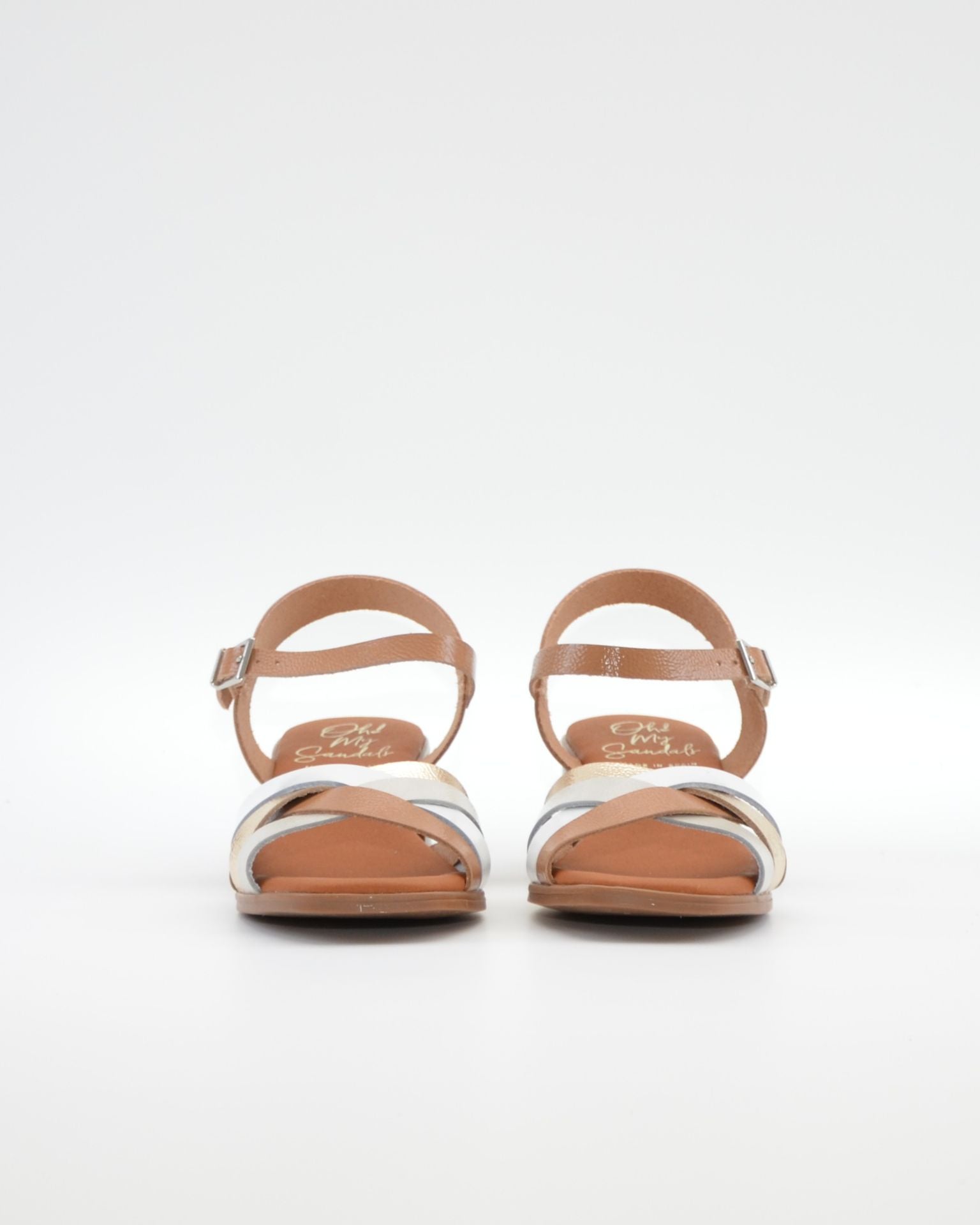 SANDALIA MUJER TIRAS CHAROL COMBI TAUPE TACON PLANTA DE GEL OH MY SANDALS 6004