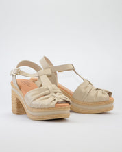 SANDALIA MUJER TACON Y PLATAFORMA COLOR CREMA PITILLOS 30212