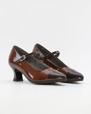 ZAPATO SALON MUJER CON PULSERA CHAROL CUERO Y MARRÓ PITILLOS 11683