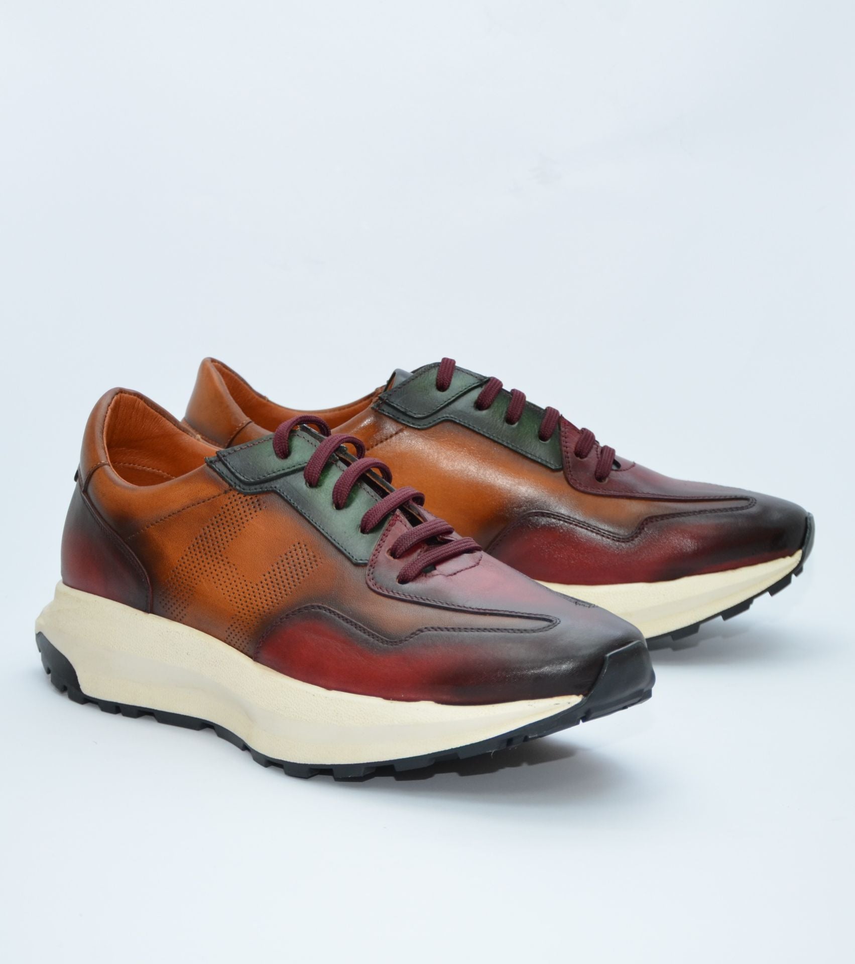 DEPORTIVO HOMBRE COMBINADO CUERO BURDEOS