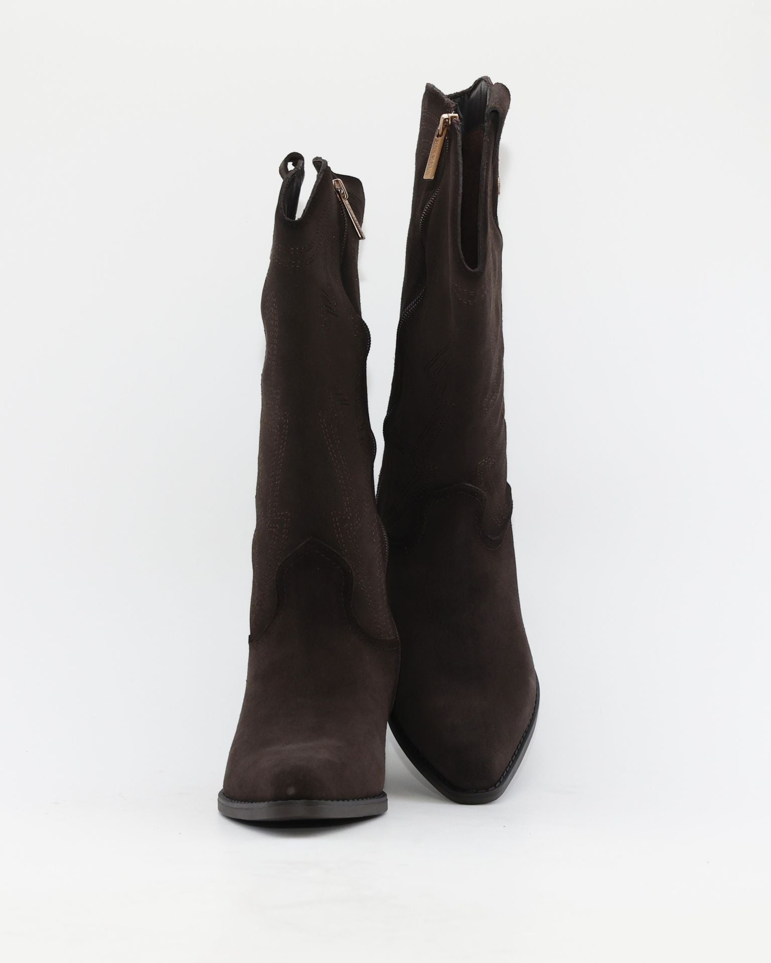 BOTA COWBOY MUJER SERRAJE MARRON CHOCOLATE CON CREMALLERA CARMELA 164381