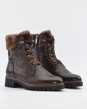 BOTIN PLANO MUJER CORDONES Y CREMALLERA COLOR  MARRON CHOCOLATE CON PELO REGARDE LE CIEL JUSTINA 02 COFFE