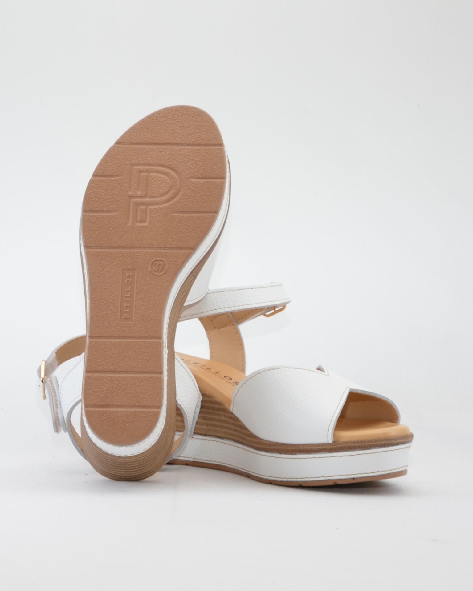 SANDALIA CUÑA BLANCA PARA MUJER CON PLANTA ACOLCHADA PITILLOS 11280