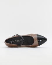 ZAPATO SALON MUJER CON PULSERA CHAROL TOPO Y NEGRO PITILLOS 11683