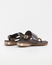 SANDALIA PLANA MUJER DEDO EN COLOR CHAROL MARRON PLANTA DE GEL OH MY SANDALS 5862