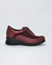 ZAPATO MUJER CUÑA BURDEOS ELÁSTICO Y CREMALLERA 8099 CONFORT CLASS