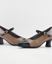 ZAPATO SALON MUJER CON PULSERA CHAROL TOPO Y NEGRO PITILLOS 11683