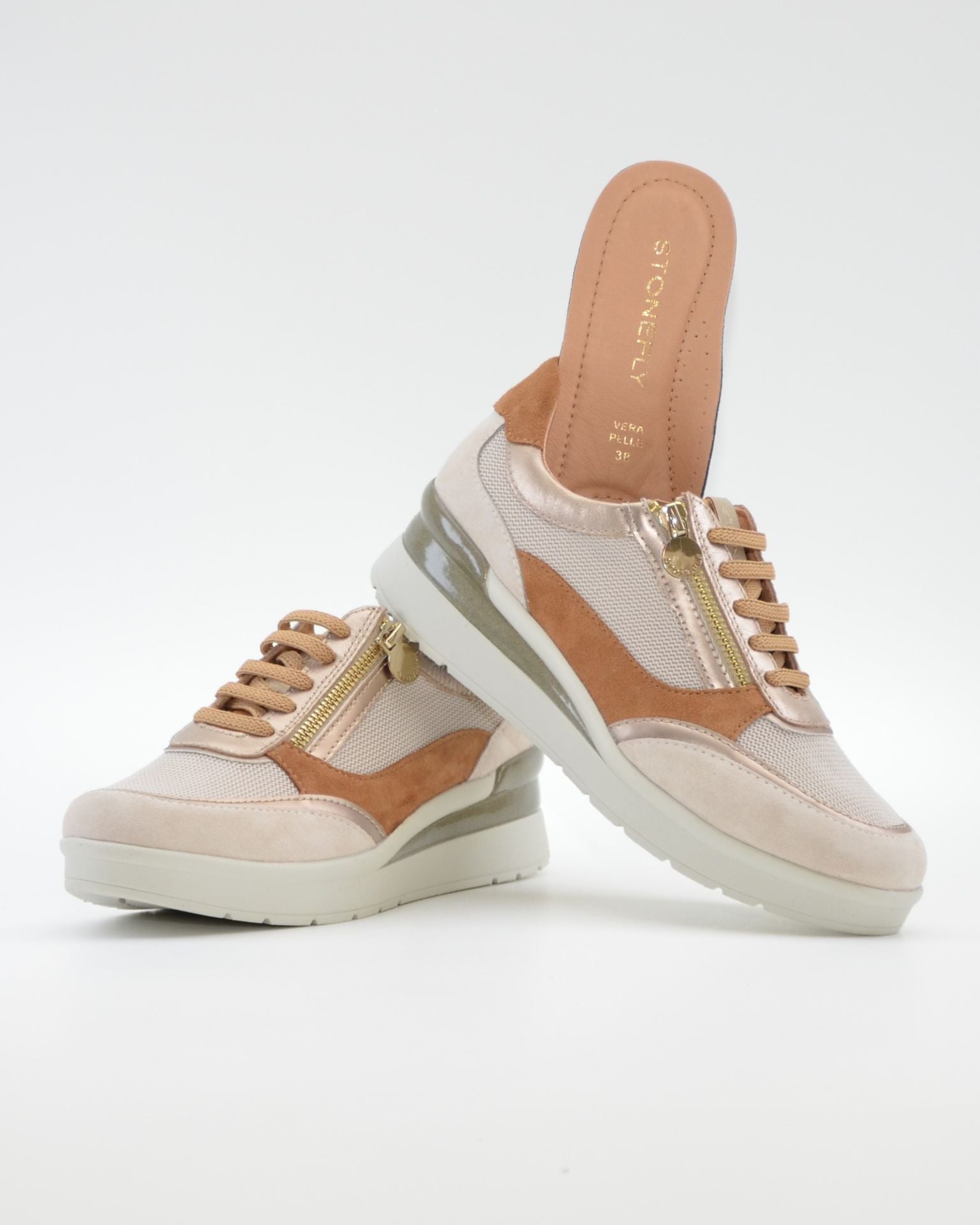 DEPORTIVO MUJER CON CORDONES Y CREMALLERA PLANTILLA EXTRAHIBLE STONEFLY 220740 9YO CREAM
