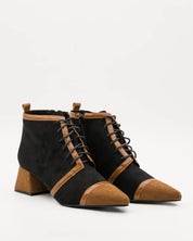 BOTINES TACON BAJO CORDON NEGRO CUERO A5406