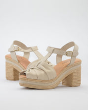 SANDALIA MUJER TACON Y PLATAFORMA COLOR CREMA PITILLOS 30212
