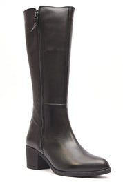 BOTA MUJER NEGRO TACON CUADRADO  CREMALLERA Y ELÁSTICO LATERAL  L-1309