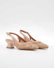 ZAPATO VESTIR MUJER DESTALONADO TACON BAJO DANIELA VEGA CON REJILLA NATURAL BEIGE