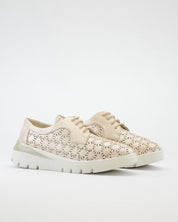 ZAPATO CASUAL MUJER CON CORDONES PITILLOS 11091 DORADO PLANTILLA EXTRAÍBLE