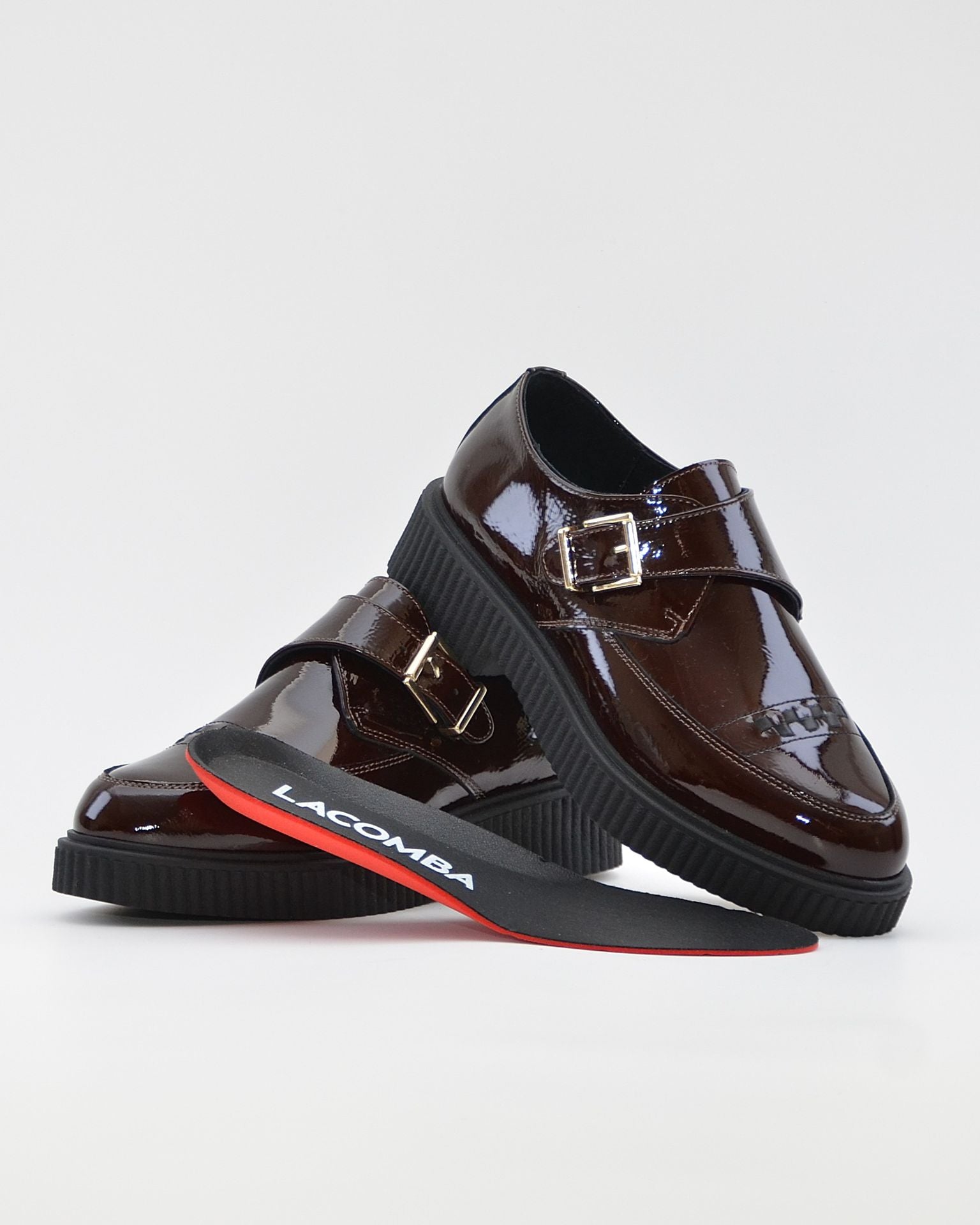 ZAPATO MUJER HEBILLA CHAROL MARRON CHOCOLATE LACOMBA GAURA CHOC