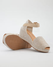 SANDALIA CON CUÑA MUJER PLANTA ACOLCHADA RAFIA NATURAL PITILLOS 11260