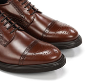 ZAPATO PICADO CORDON CUERO F0629 BELGAS CASTAÑO