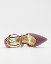 ZAPATO SALÓN MUJER COLOR TERCIOPELO MALVA TACÓN ANCHO Y TIRAS AZAREY 459M066