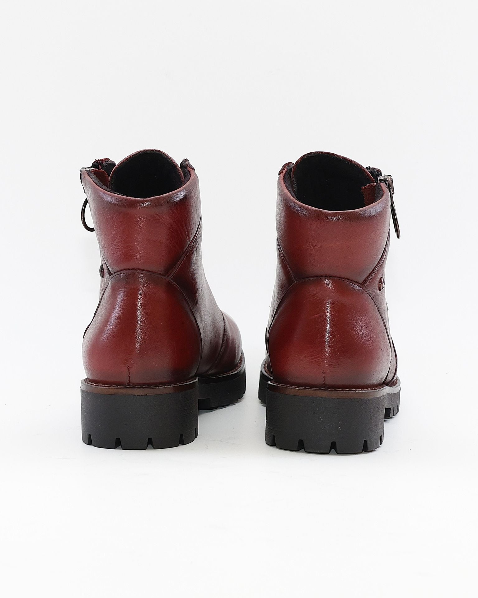 BOTA MUJER PLANA CON ELÁSTICOS Y CREMALLERA COLOR BURDEOS GIORDA 23887