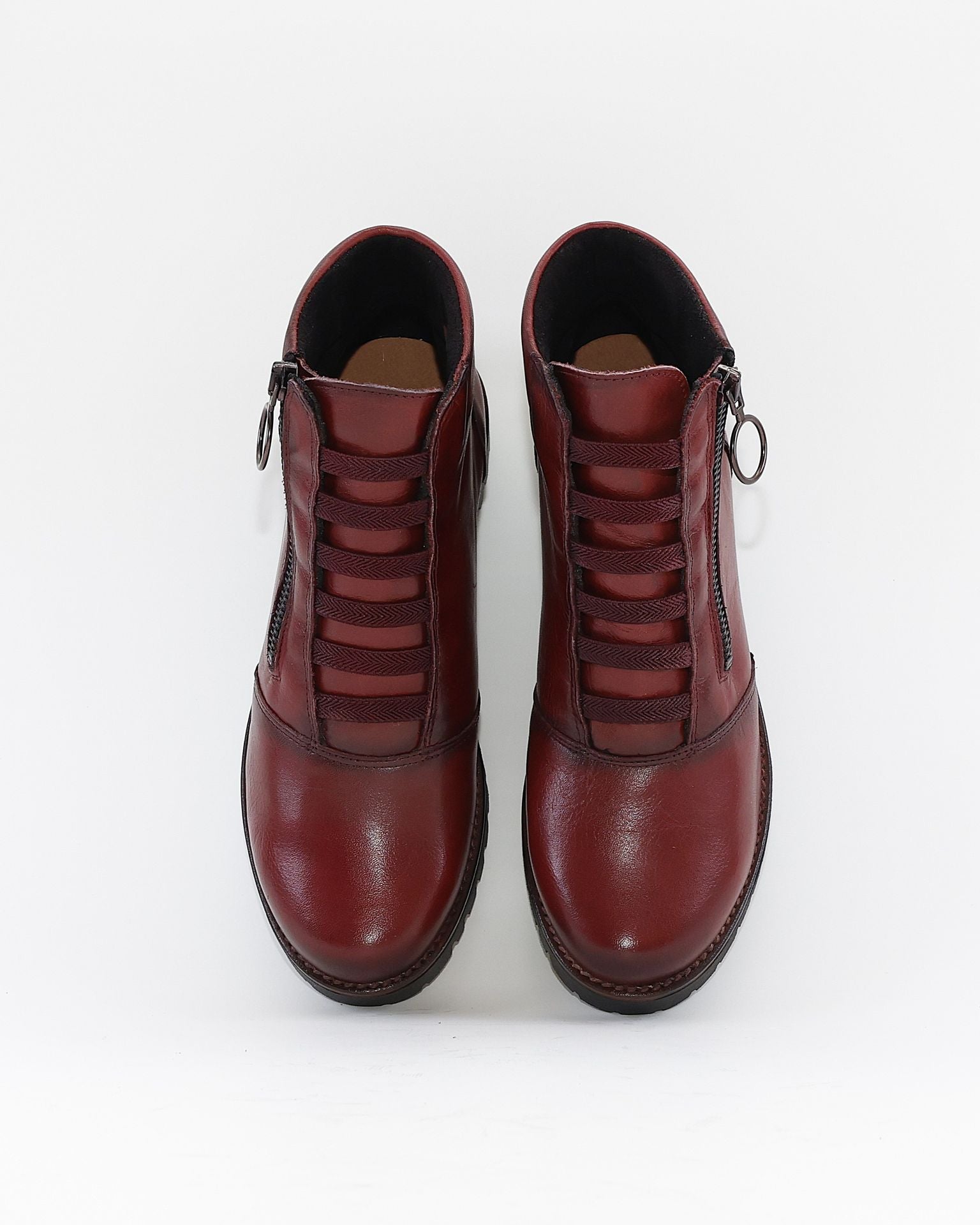 BOTA MUJER PLANA CON ELÁSTICOS Y CREMALLERA COLOR BURDEOS GIORDA 23887