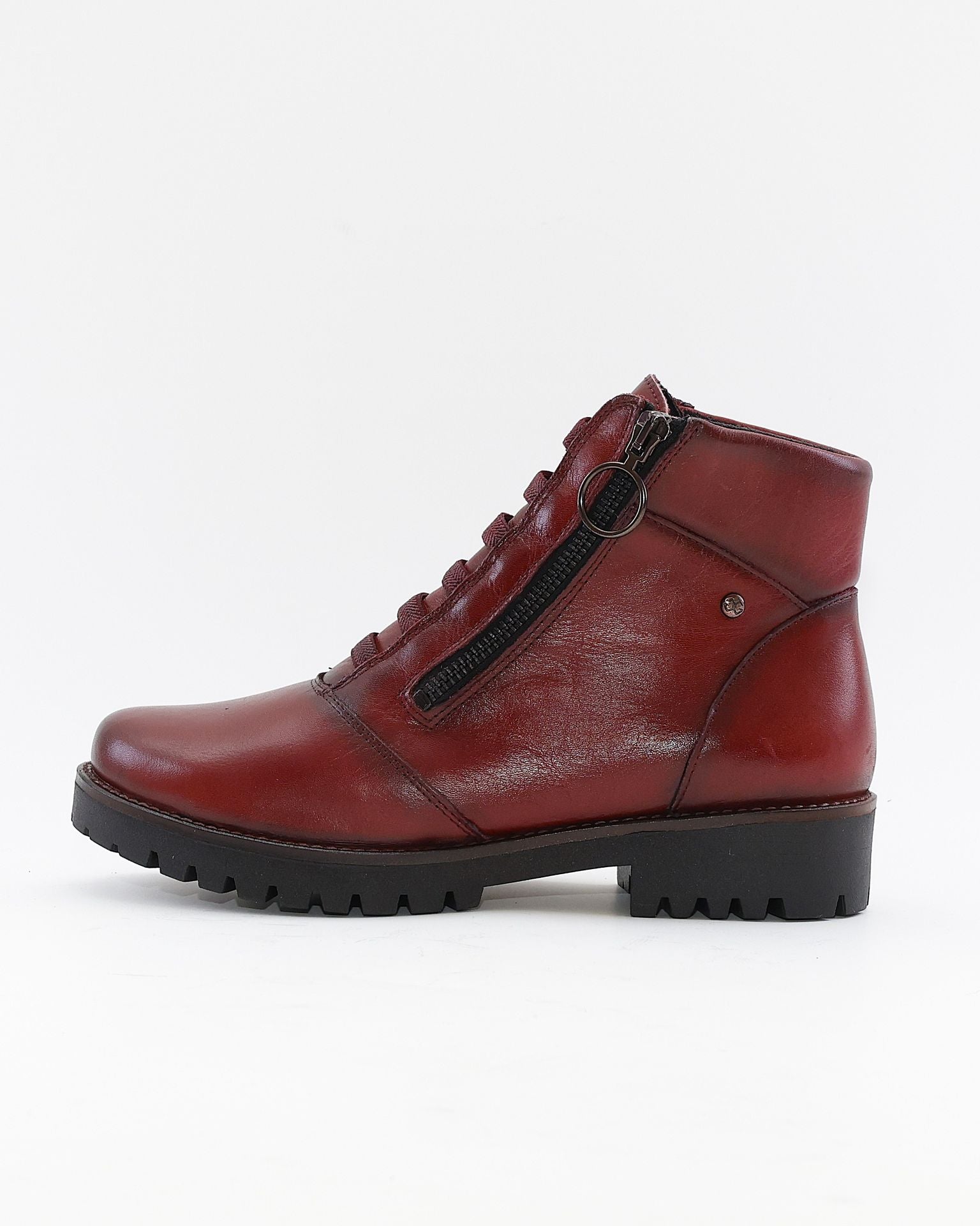 BOTA MUJER PLANA CON ELÁSTICOS Y CREMALLERA COLOR BURDEOS GIORDA 23887