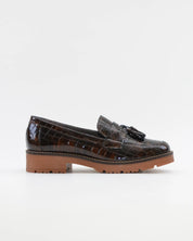 ZAPATO MOCASIN MUJER CHAROL COCO MARRON PLANTILLA EXTRAIBLE PITILLOS 10770