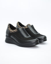 ZAPATO MUJER CUÑA NEGRO ELÁSTICO Y CREMALLERA 8099 CONFORT CLASS