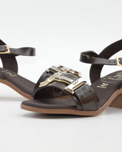 SANDALIA MUJER CHAROL MARRON TACON BAJO PLANTA DE GEL OH MY SANDALS 5981