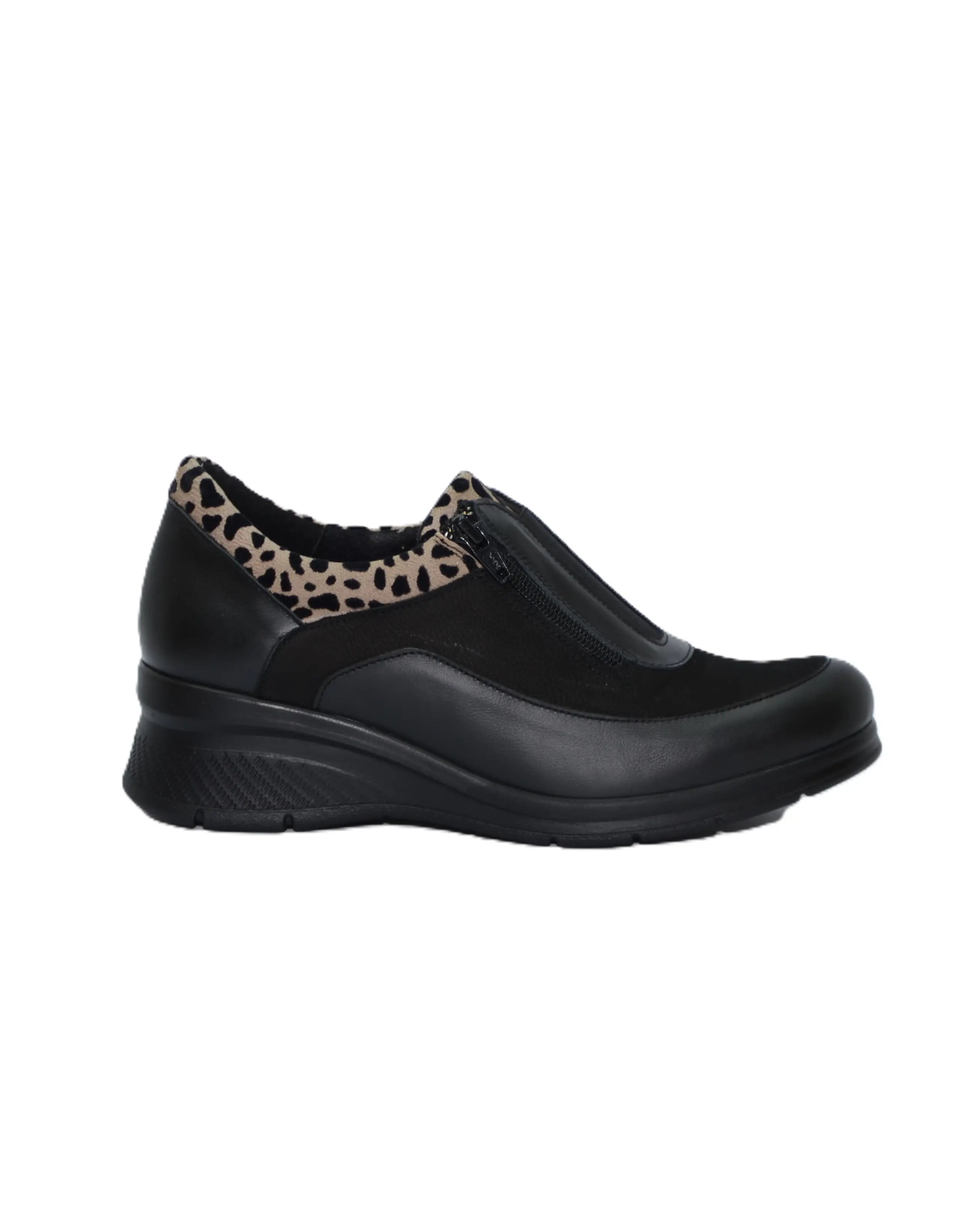 ZAPATO MUJER CUÑA NEGRO ELÁSTICO Y CREMALLERA 8099 CONFORT CLASS