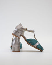 SANDALIA CANGREJERA MUJER COMBI PLATA VIEJA AZUL TURQUESA LACOMBA GAZANIA