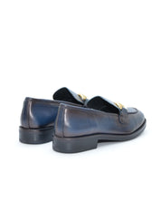 MOCASINES MUJER AZUL MARINO ESTRIBO DORADO