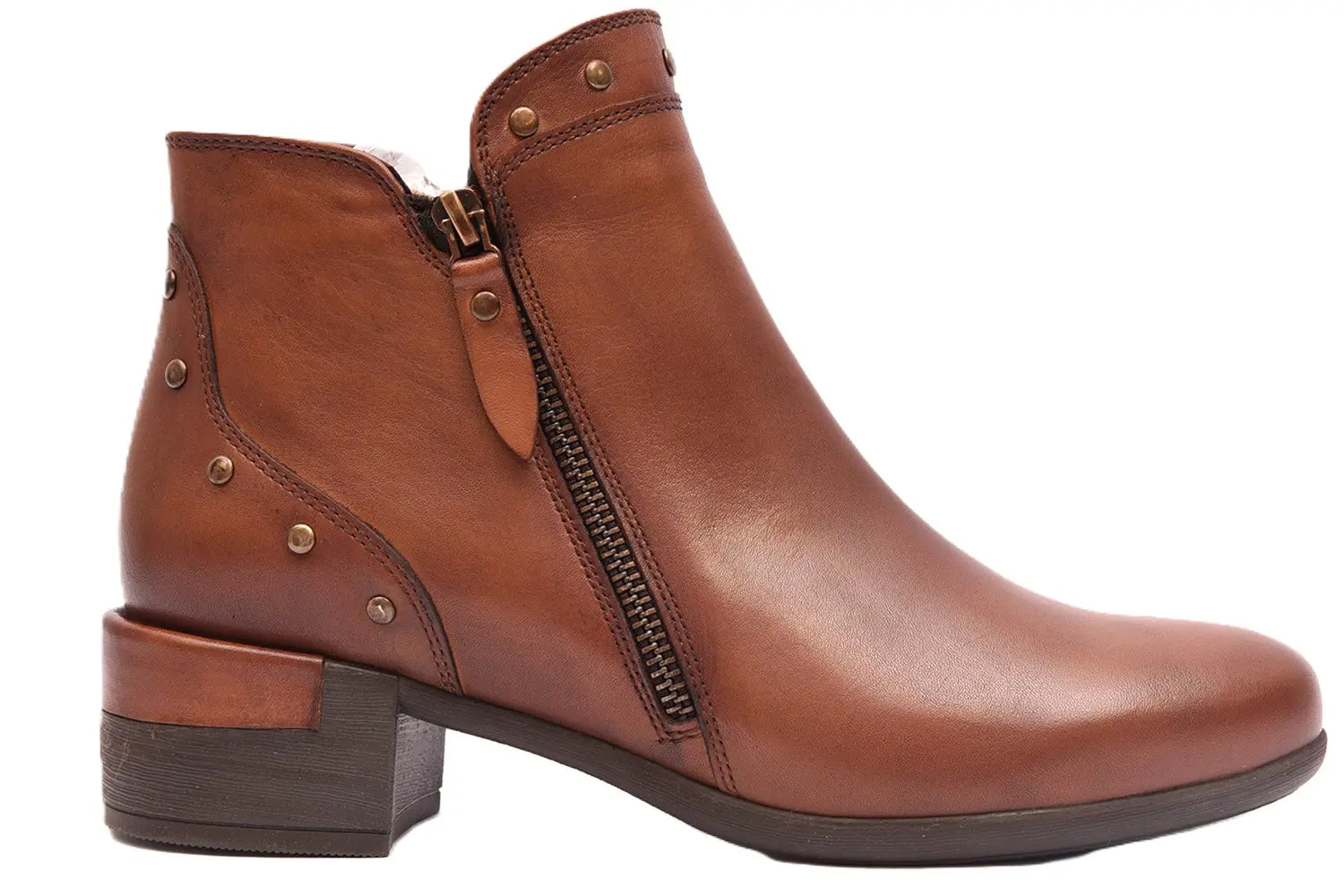 BOTIN MUJER CUERO TACON CUADRADO Y CREMALLERA  L-1311