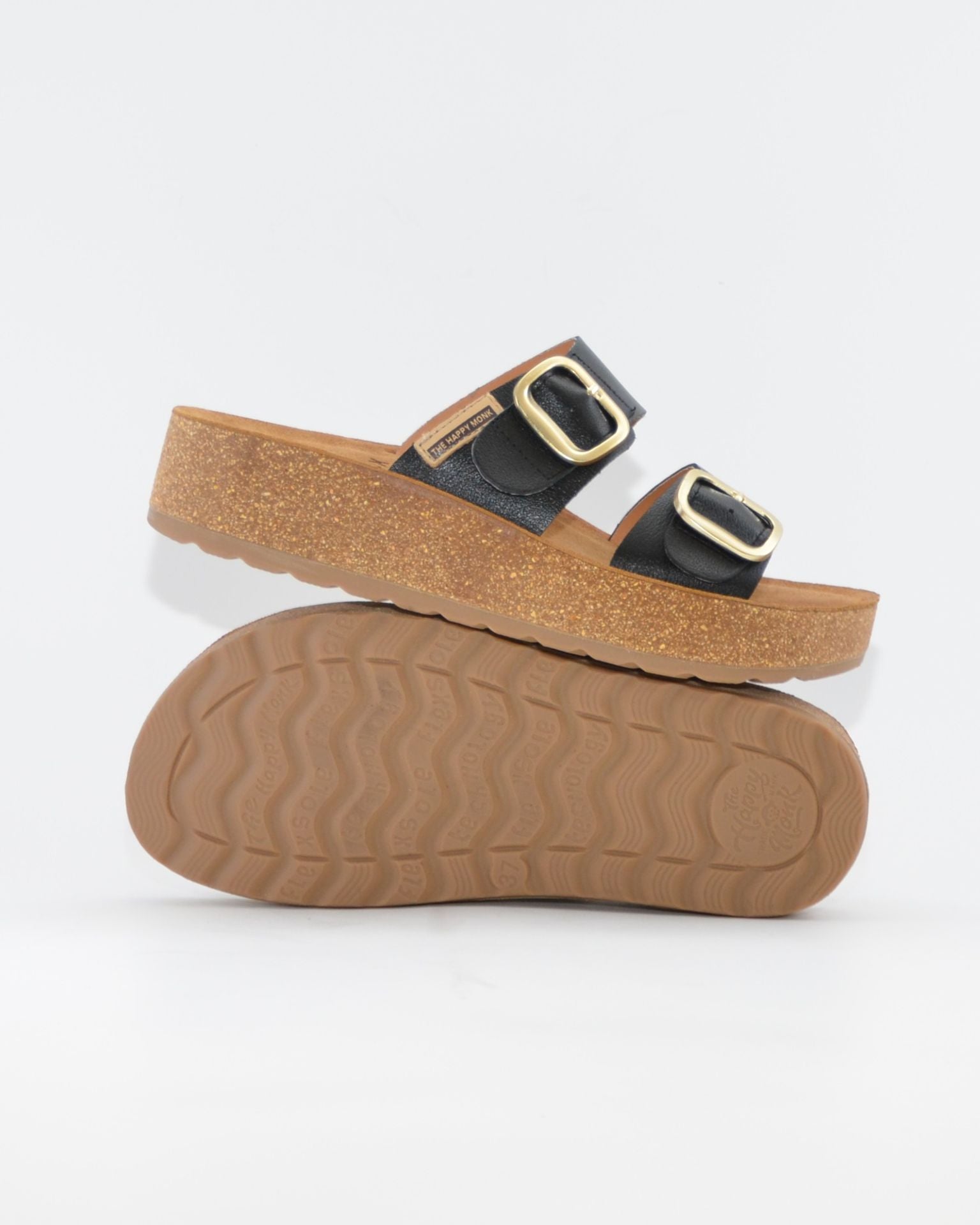 SANDALIA BIO PLATAFORMA PIEL COLOR NEGRO HAPPY MONK GOMERA 006