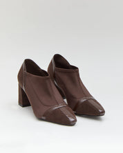 ZAPATOS ABOTINADOS TACON LICRA MARRON A5427