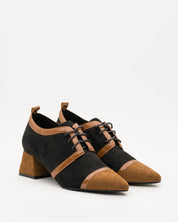ZAPATO VESTIR CORDONES TACON NEGRO CAMEL A5407