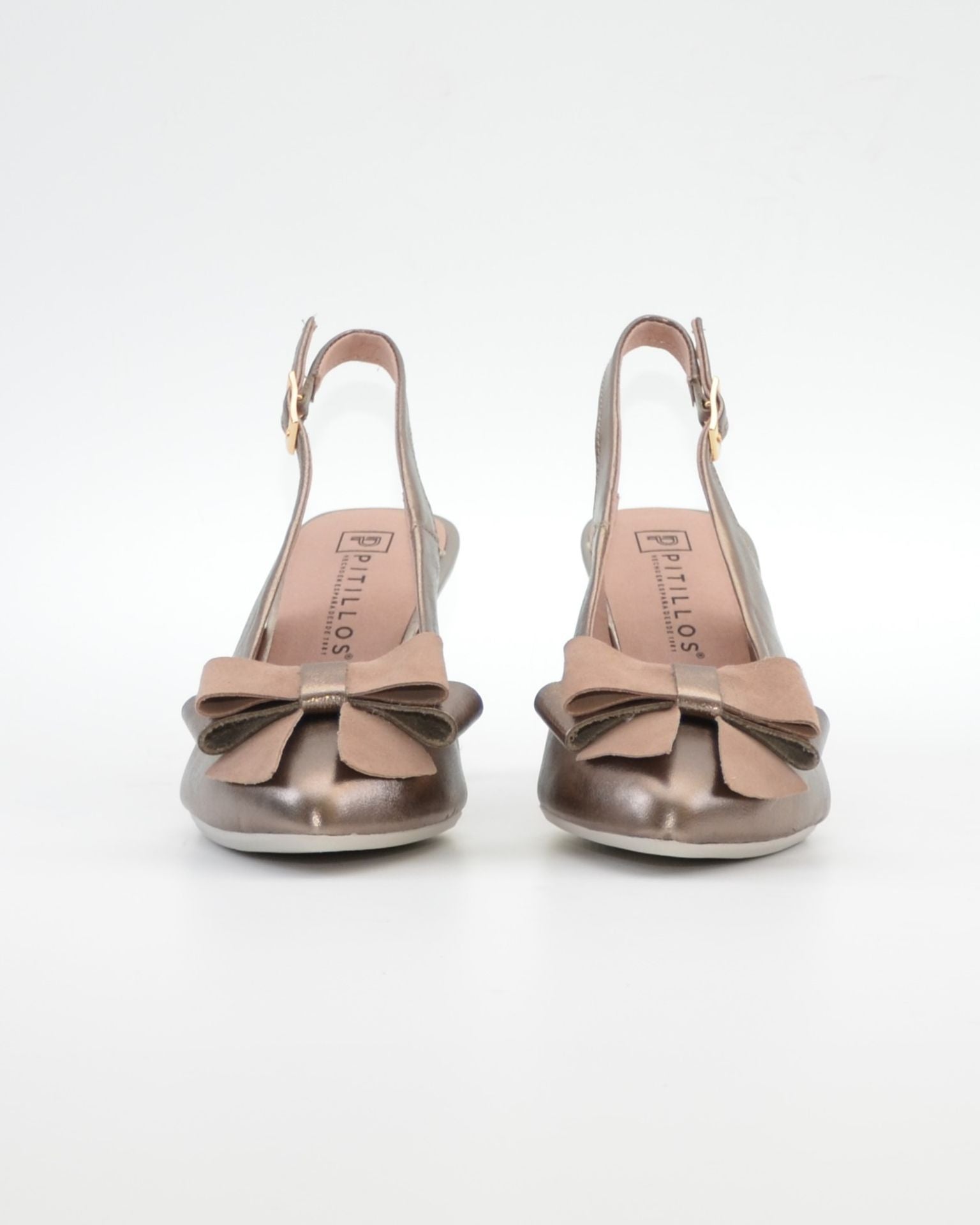 ZAPATO SALON DESTALONADO ADORNO LAZO PITILLOS 11191 BRONCE