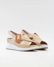 SANDALIA CRUZADA CUÑA PLANTILLA EXTRAIBLE MUJER DOS VELCROS AD.HEBILLA ANCHO ESPECIAL COLOR GRIS PIE SANTO 260383