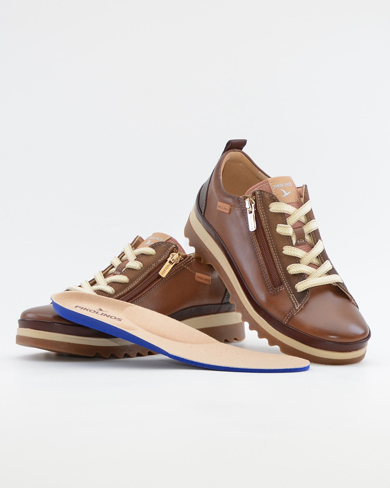 ZAPATO DE CORTE DEPORTIVO MUJER PIKOLINOS VIGO CORDON Y CREMALLERA TOPO W3W-6979C5