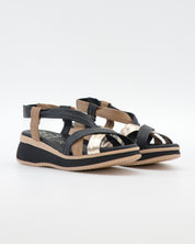 SANDALIA CUÑA MUJER TIRAS COMBI NEGRO PLANTA DE GEL OH MY SANDALS 5941