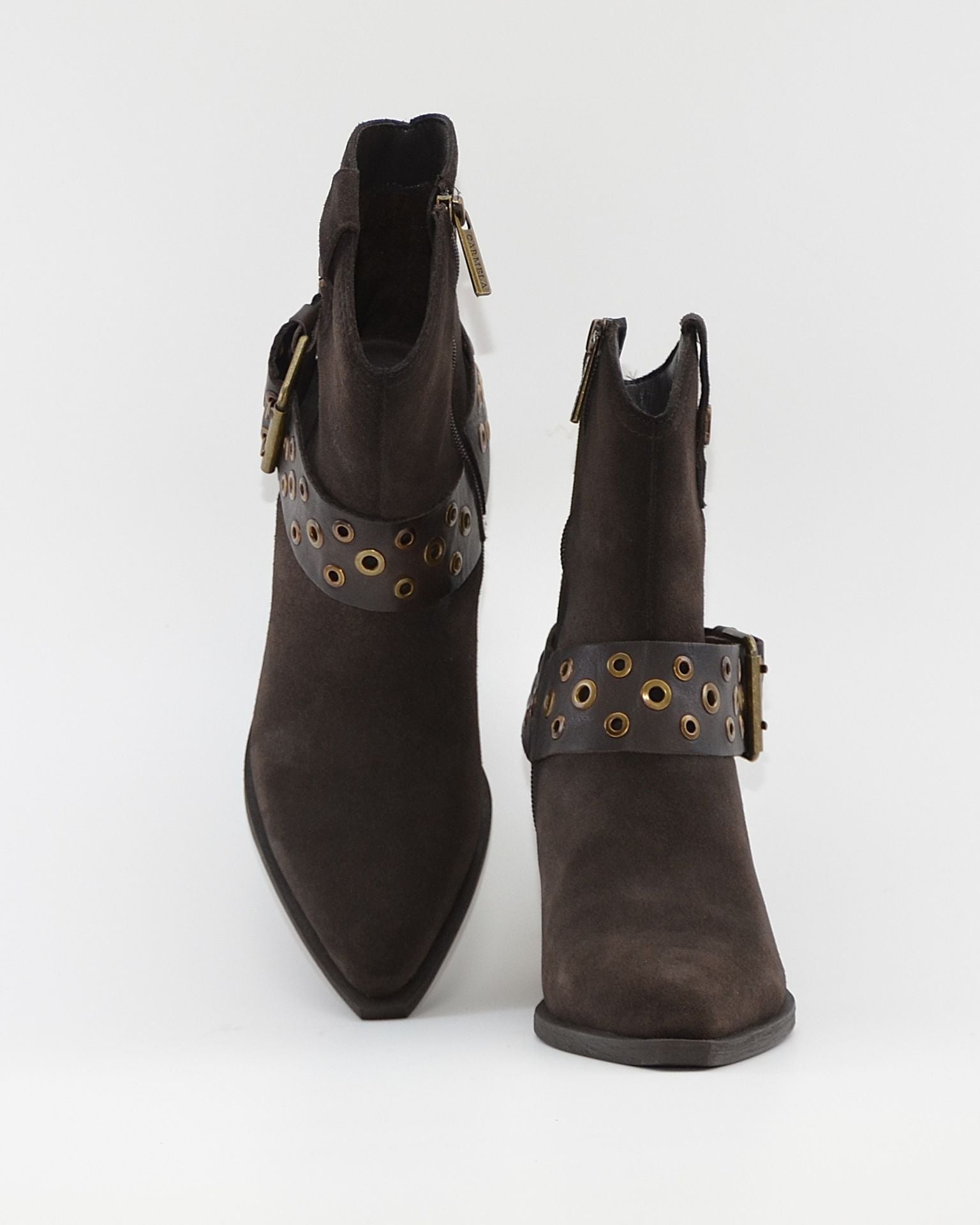 BOTÍN COWBOY MUJER MARRON CHOCOLATE HEBILLA Y TALLAS BRONCE CARMELA 164132