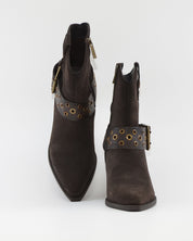 BOTÍN COWBOY MUJER MARRON CHOCOLATE HEBILLA Y TALLAS BRONCE CARMELA 164132