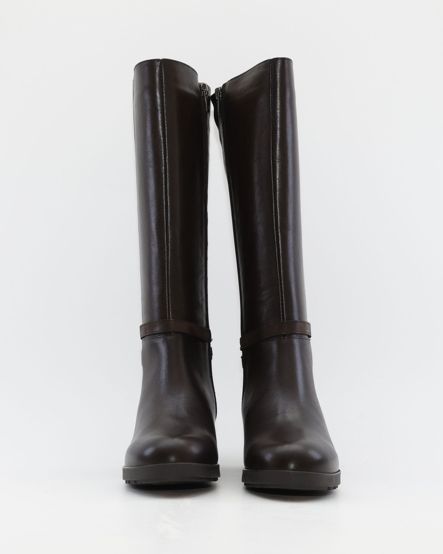 BOTA ALTA MARRON CHOCOLATE MUJER TACON ANCHO FLUCHOS ALISS F1314