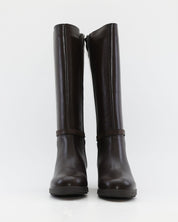 BOTA ALTA MARRON CHOCOLATE MUJER TACON ANCHO FLUCHOS ALISS F1314